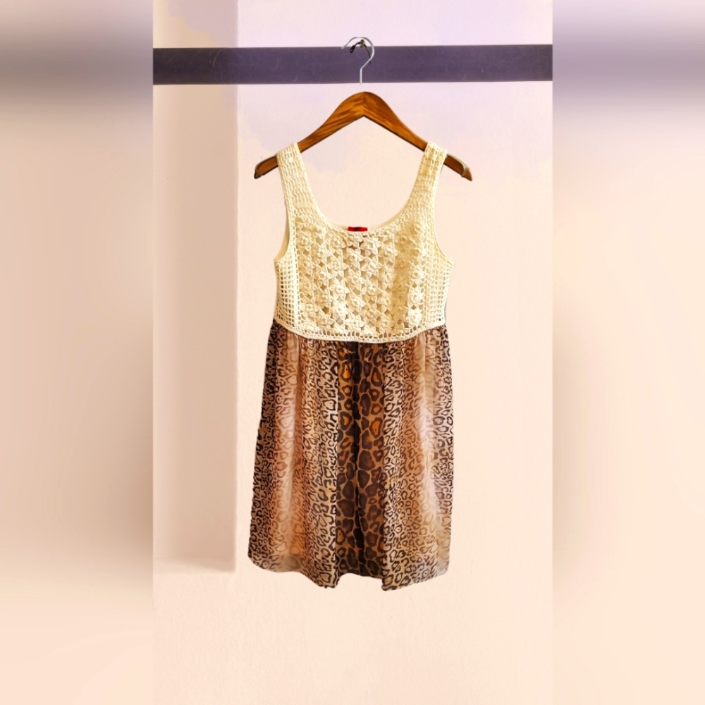 V Cristina Cream and Leopard Dress